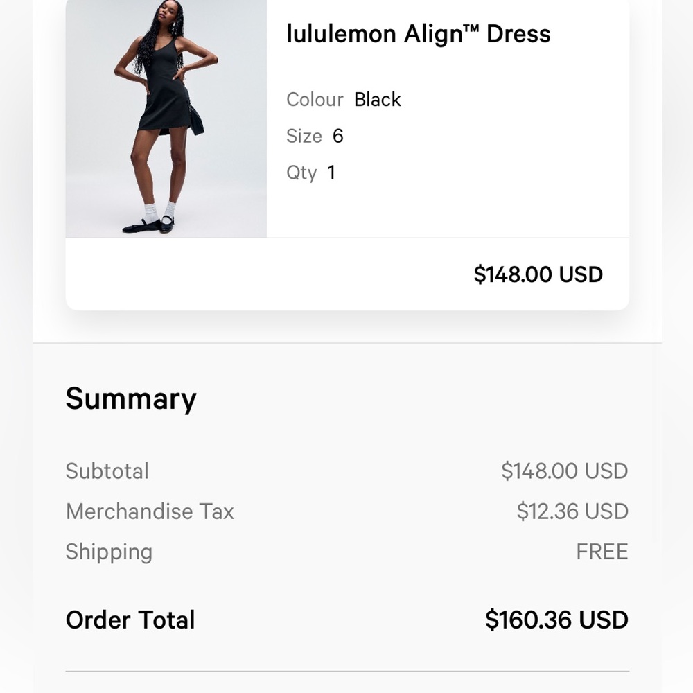 NEW! NWOT Lululemon Align Dress Black Size 6 - Picture 5 of 8